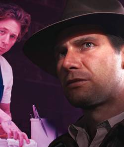 Indiana Jones in front of that wacky chef from The Bear